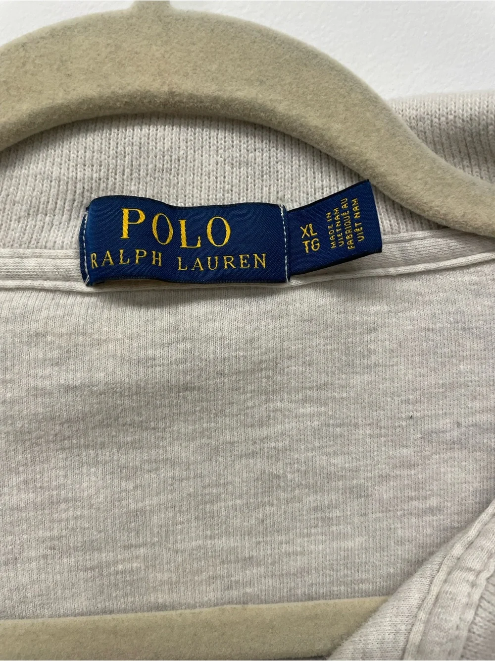 Ralph Lauren Quarter-Zip Pullover in Cream with Brown Polo Logo